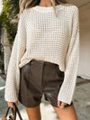 Vanilla Latte Crochet Knit Sweater - Stitch And Feather