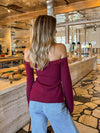 OTS side slit knit top- SWT2405, Burgundy - Stitch And Feather