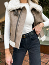 Truffle Faux Leather Shearling Vest - Stitch And Feather