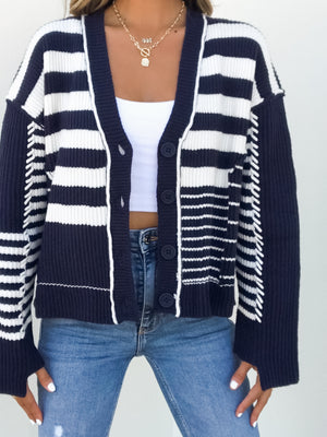 Finders Keepers Stripe Button Sweater - Stitch And Feather