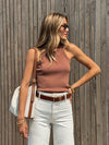Take It Easy Tank in Brown - Stitch And Feather