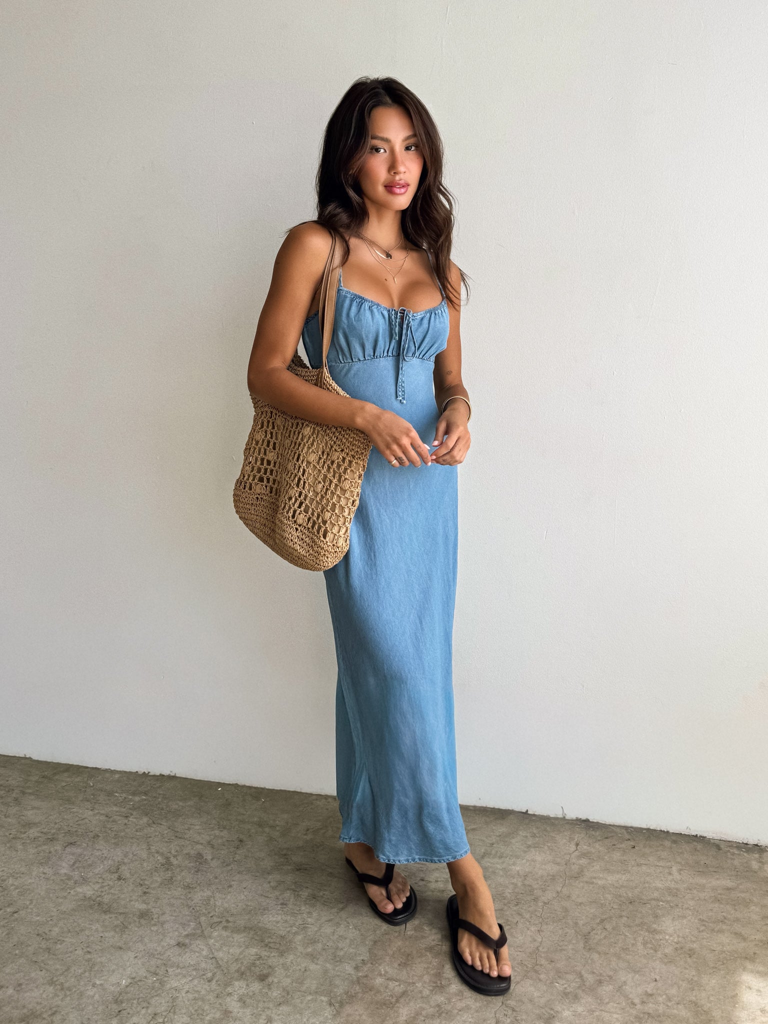 Crystal Denim Midi Dress – Stitch And Feather