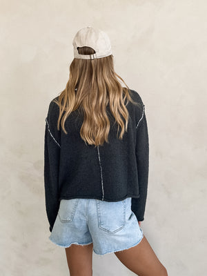 Delia Textured Knit Sweater in Charcoal