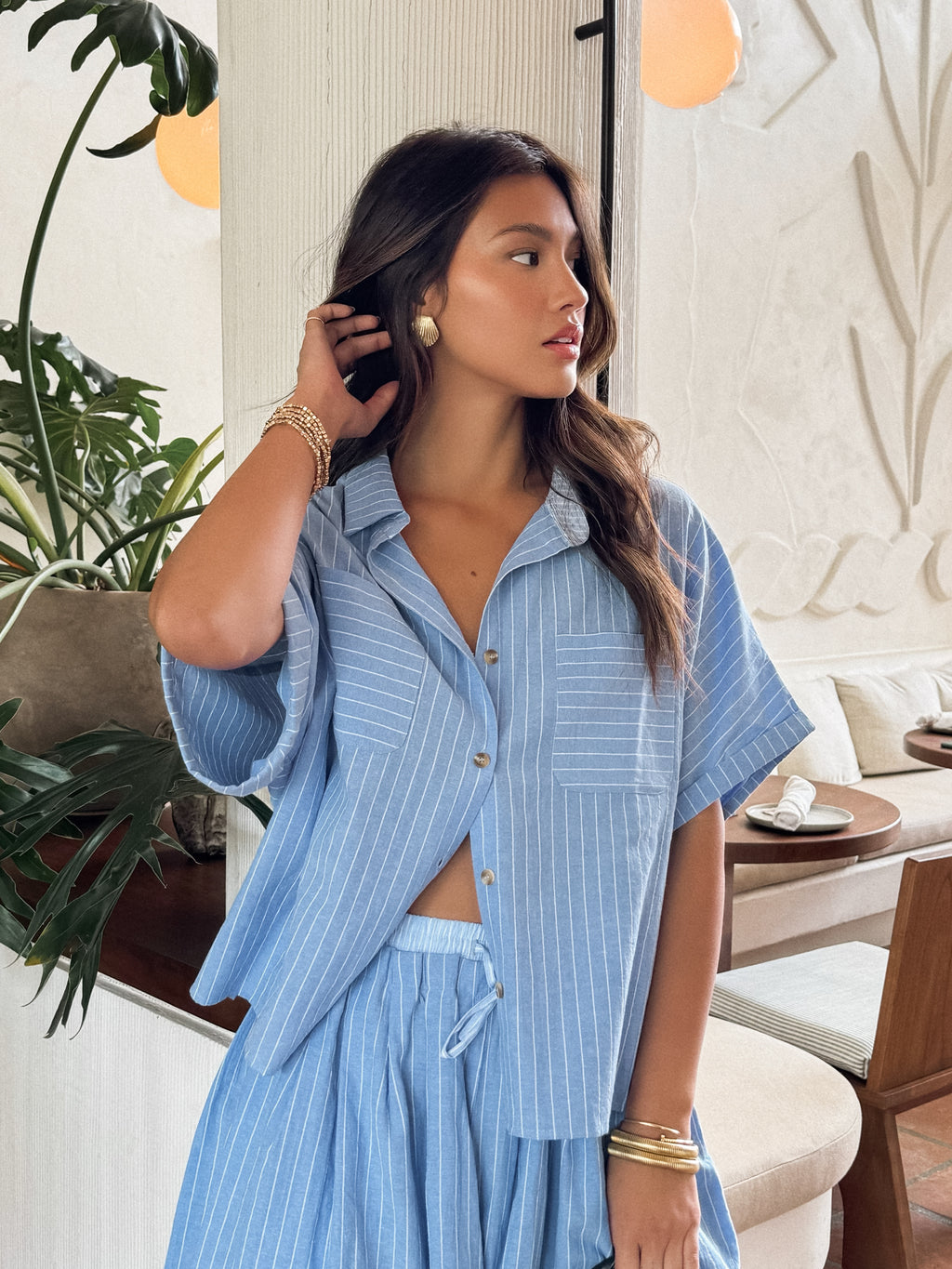 Ibiza Stripe Button Down - Stitch And Feather