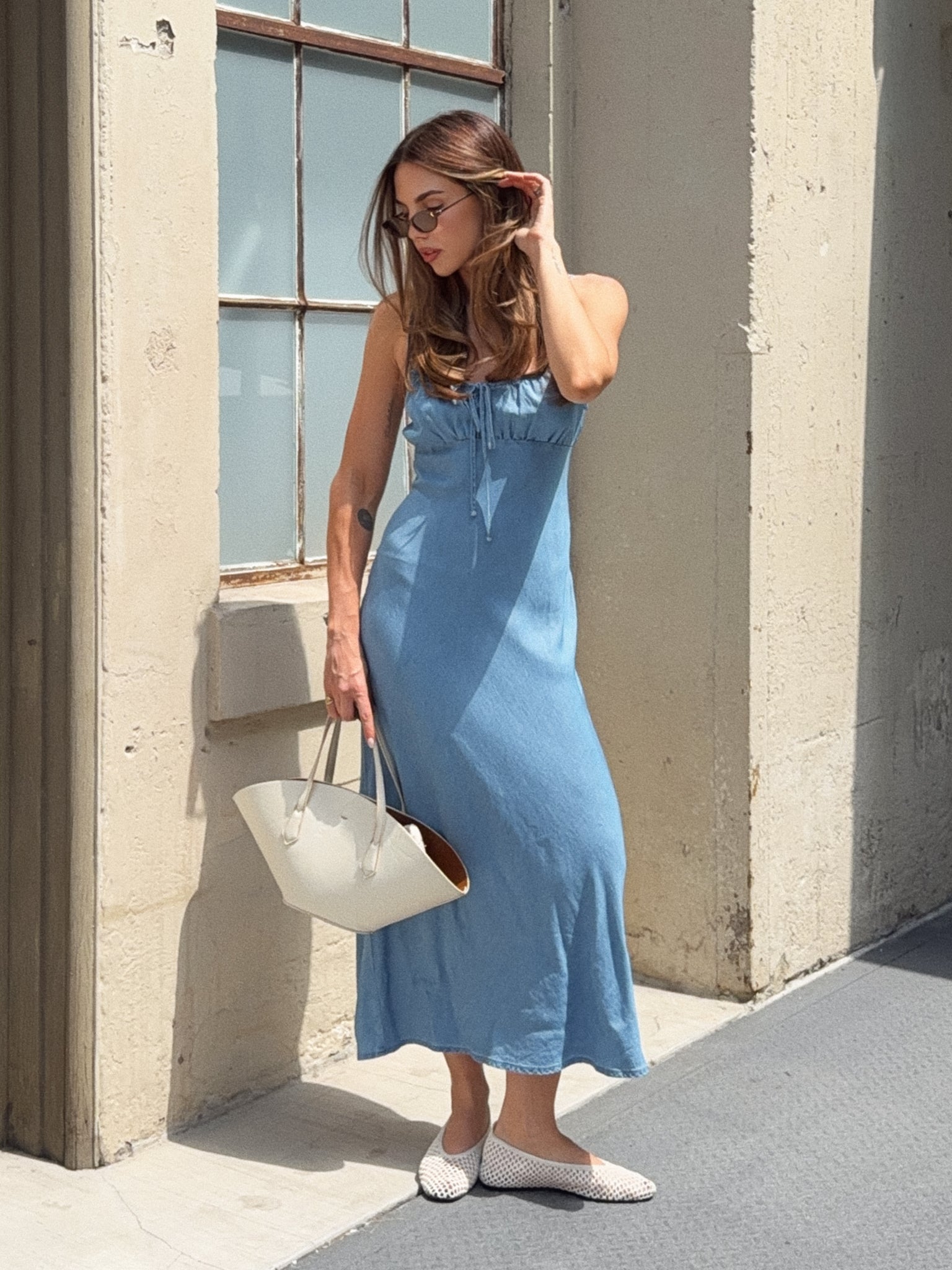 Crystal Denim Midi Dress – Stitch And Feather