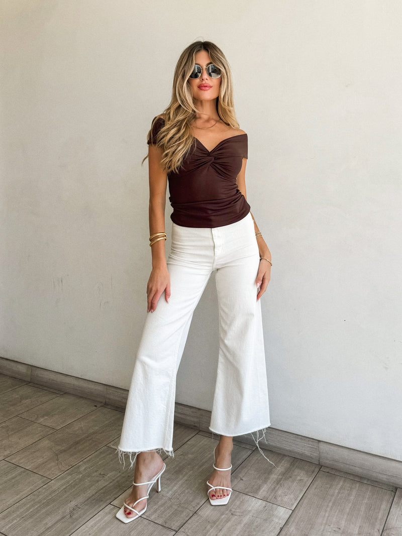 Francis Knotted Top in Brown - Stitch And Feather
