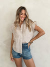 Celeste Stripe Button Up in Taupe