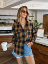 Oversized flannel shirt- ACT10208C, Mocha - Stitch And Feather