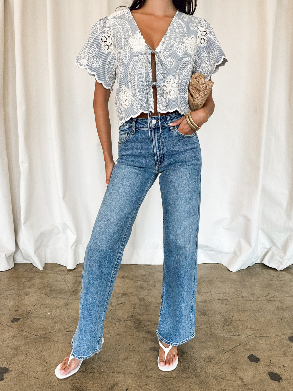 Freefalling Straight Leg Jeans - Stitch And Feather