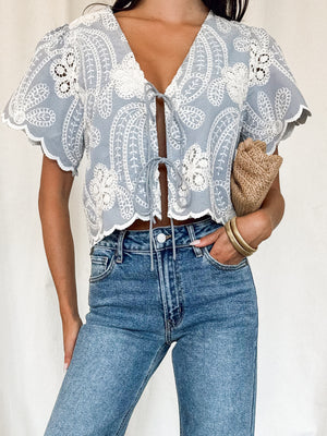 Tabitha Tie Front Top - Stitch And Feather