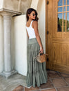 Short and Sweet Tiered Skirt in Olive - Stitch And Feather
