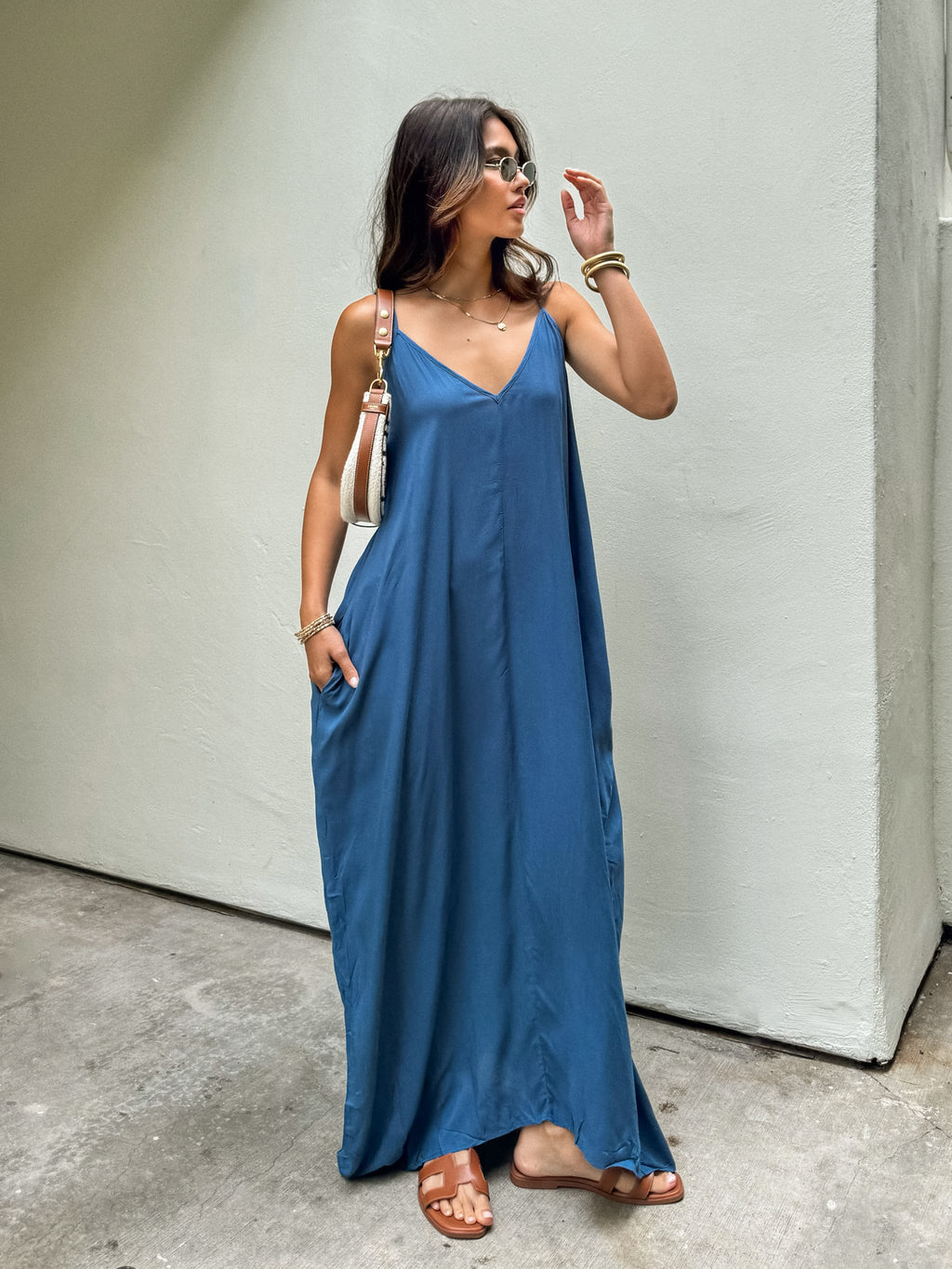 Giselle Maxi Dress in Blue - Stitch And Feather