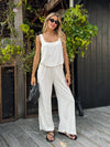 Mira Linen Tank Top in Oatmeal - Stitch And Feather