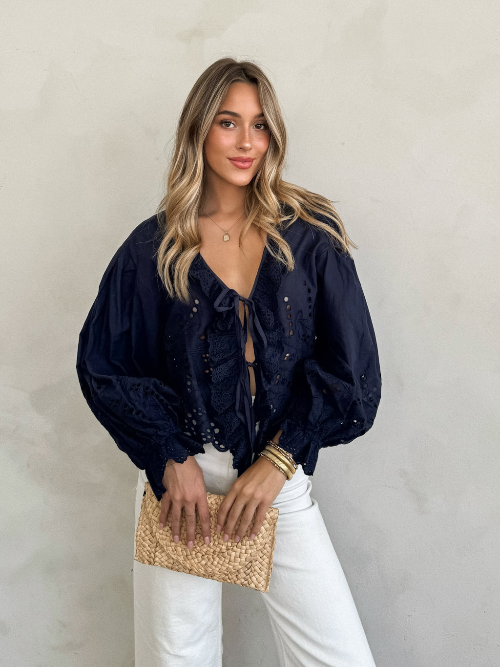 Into It Eyelet Blouse in Midnight