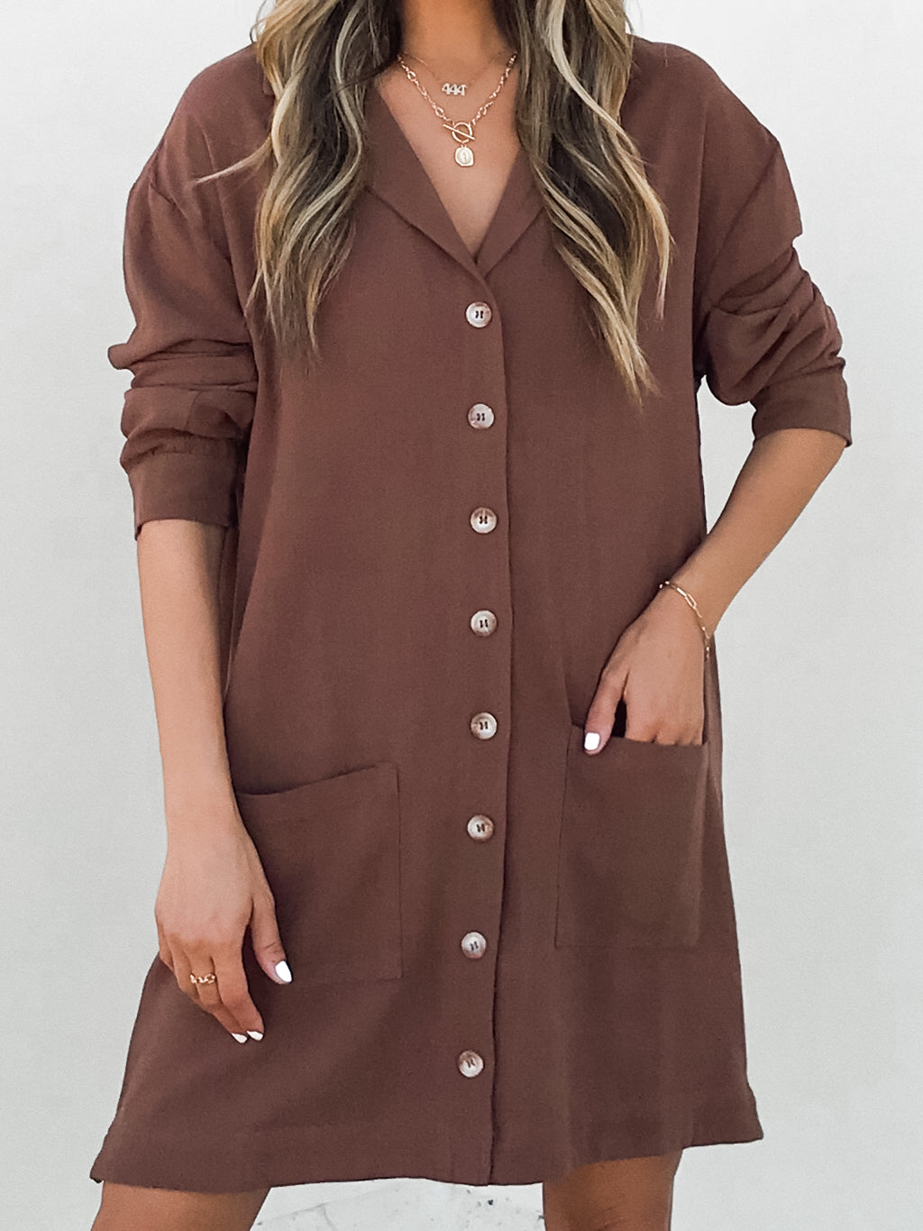 Coffee Bean Linen Mini Dress - Stitch And Feather