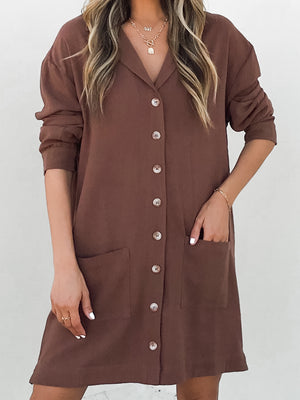 Coffee Bean Linen Mini Dress - Stitch And Feather