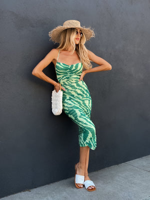 Santorini Shirred Midi Dress - Stitch And Feather