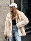 Astrid Faux Fur Coat in Cream - Stitch And Feather
