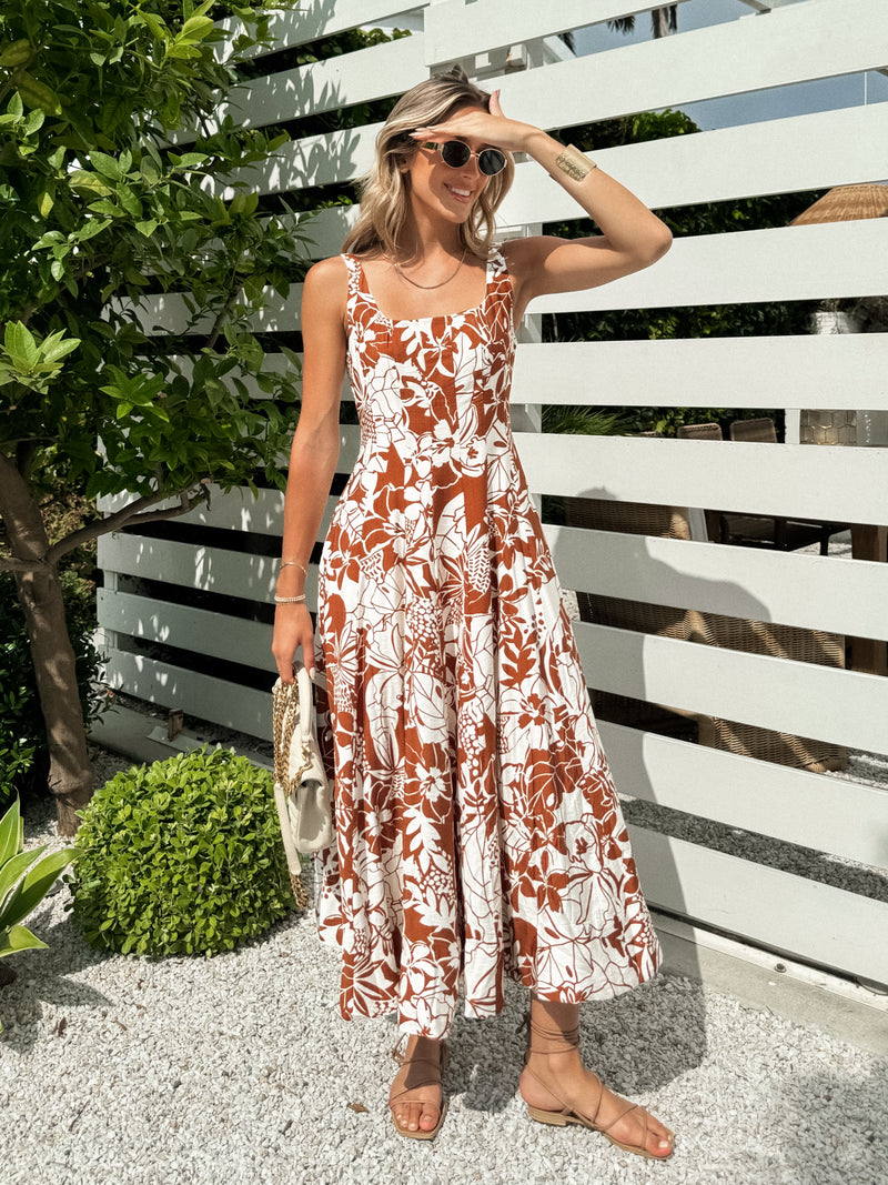 Aubrey Floral Midi Dress - Stitch And Feather