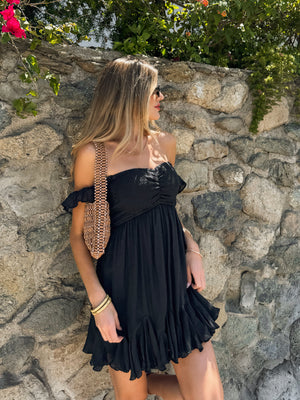 Coastal Route Mini Dress in Black - Stitch And Feather