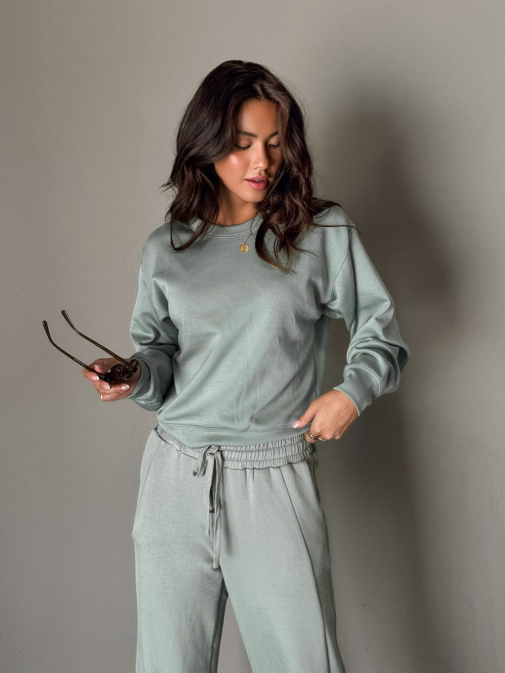 Lena Sweatshirt in Sage Green - Stitch And Feather