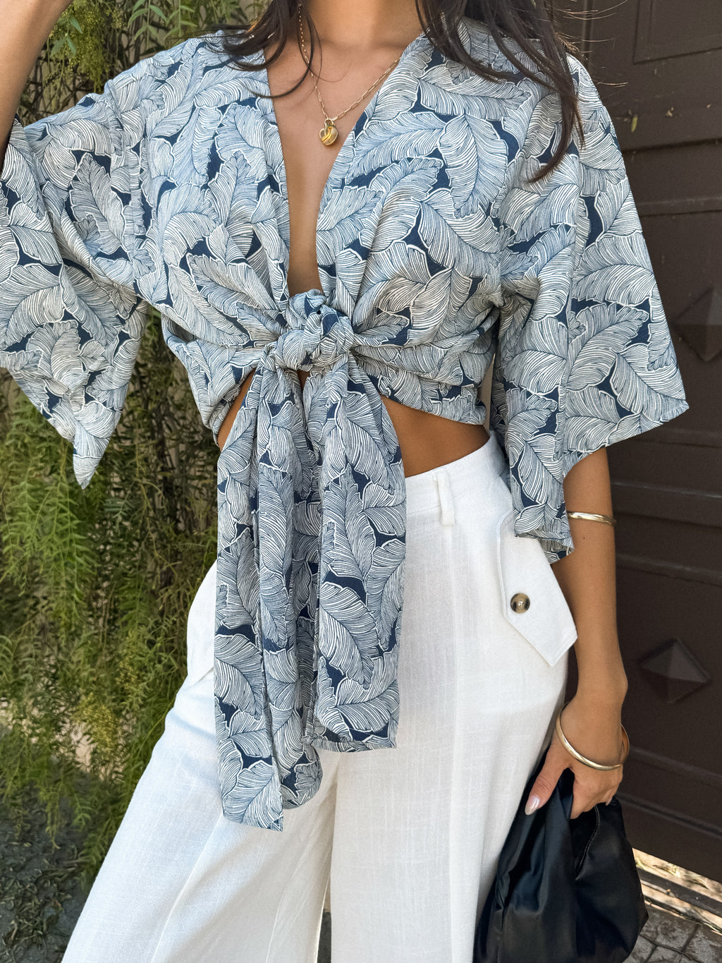 Blue Waters Tie Front Top - Stitch And Feather