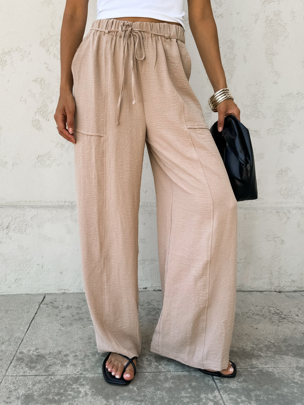 Marlena Flowy Pants in Taupe - Stitch And Feather