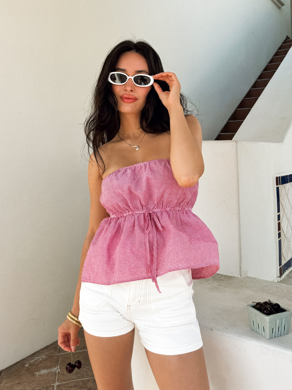 Embers Gingham Strapless Top - Stitch And Feather