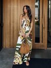 Printed strapless jumpsuit- FJS12555-P2247-SF, Sage Brown - Stitch And Feather
