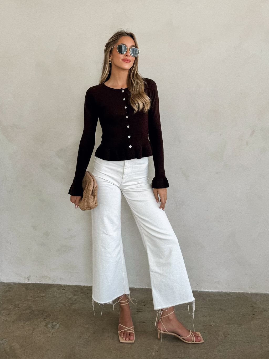 Alina Button Knit Top in Espresso
