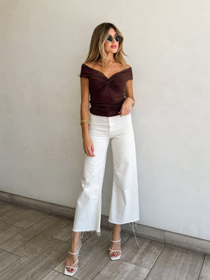 Francis Knotted Top in Brown - Stitch And Feather