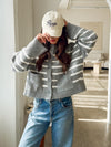 Heather Stripe Button Sweater