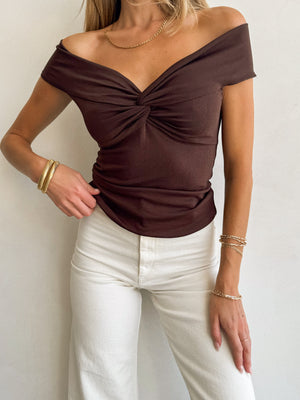 Francis Knotted Top in Brown - Stitch And Feather