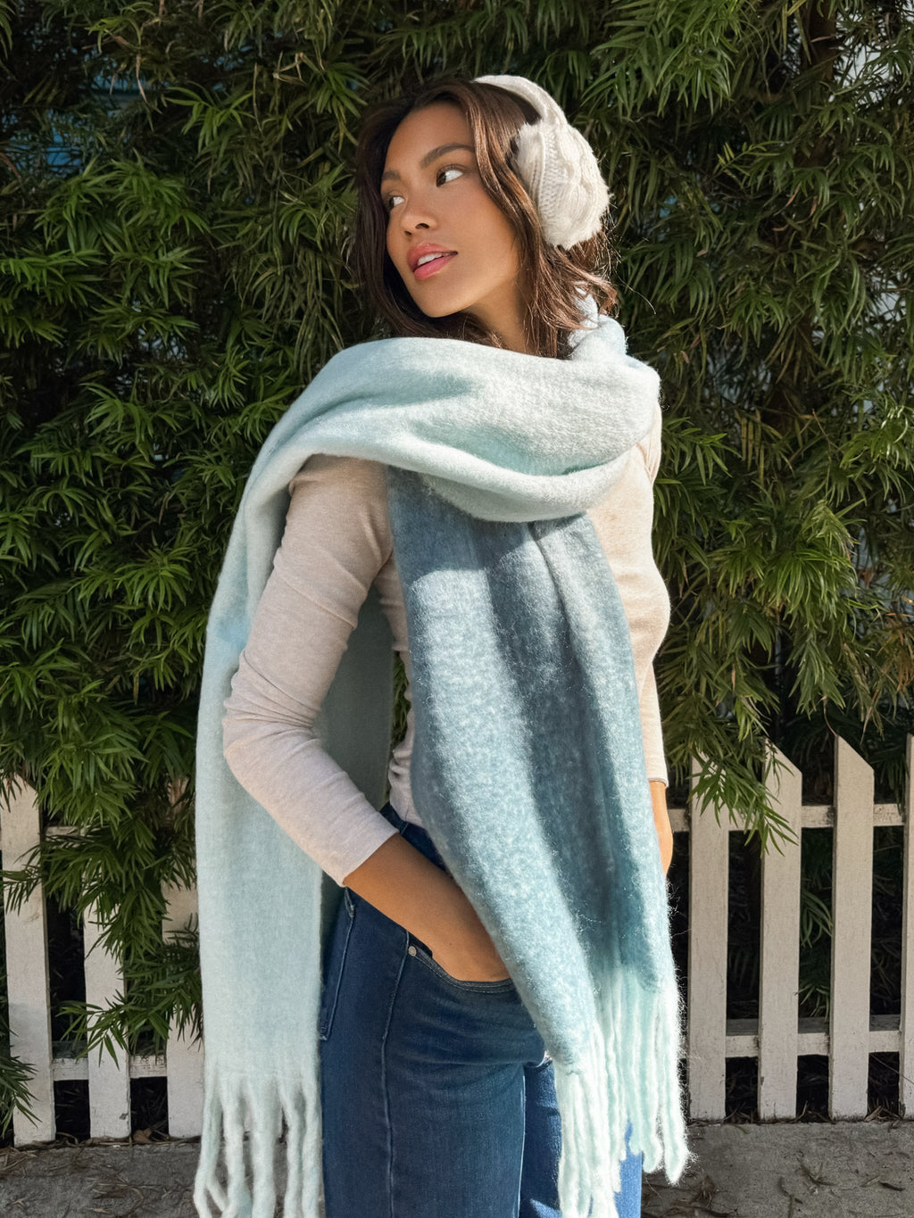 Icicles Two Tone Scarf in Blue