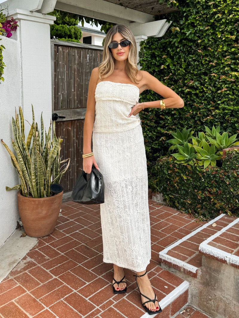 Gemini Lace Midi Skirt - Stitch And Feather