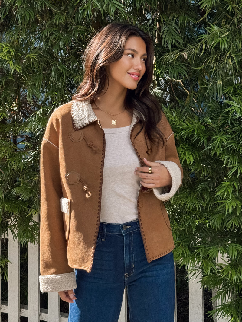 Mammoth Vegan Shearling Jacket in Camel
