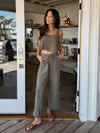 Cropped pant- EB40332NR-B, Olive - Stitch And Feather