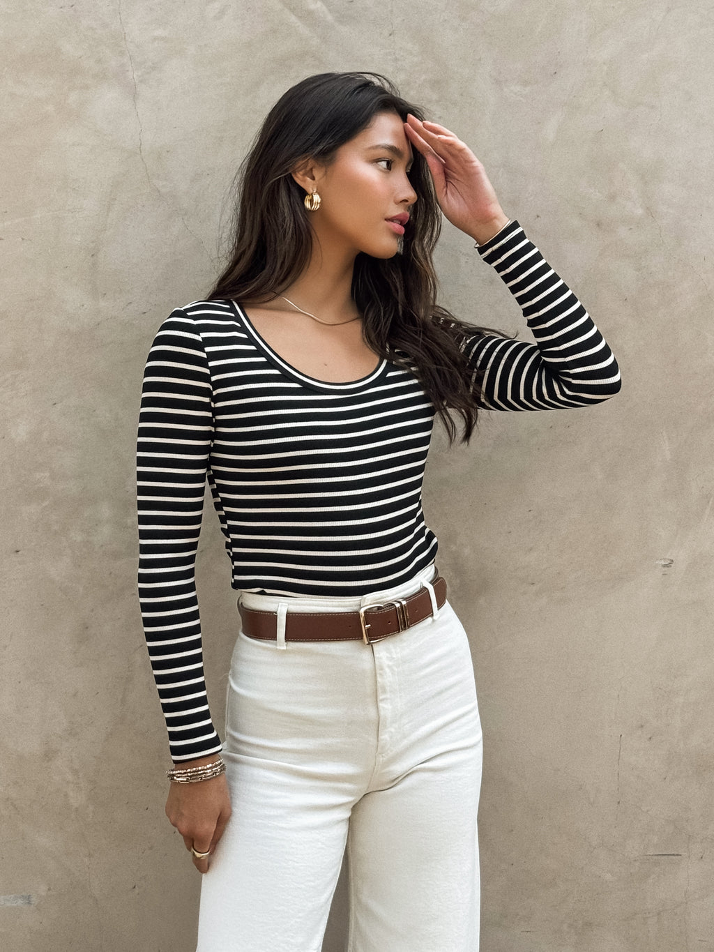 Cross the Line Stripe Top in Black - Stitch And Feather