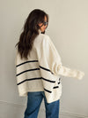 Noelle Oversized Stripe Sweater in Cream