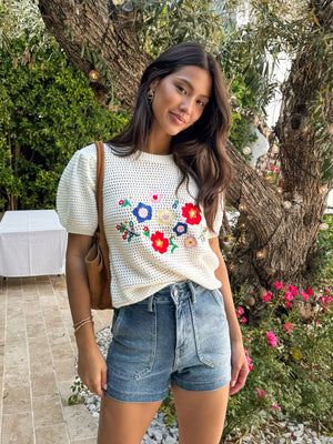 Lilia Embroidered Knit Top - Stitch And Feather