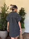 Daria Stripe Dress in Black - Stitch And Feather