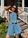 Let Loose Denim Shorts - Stitch And Feather