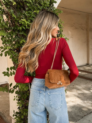 Farren Ribbed Bodysuit in Burgundy - Stitch And Feather