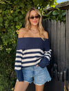 Stick With Me Oversized Sweater in Navy - Stitch And Feather