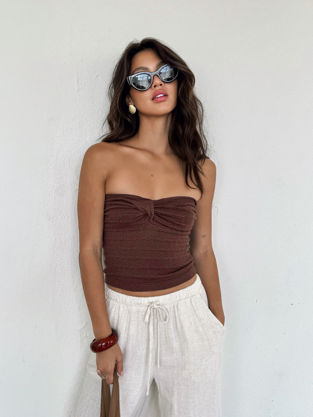 Cacao Knit Tube Top - Stitch And Feather