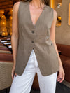 Jaide Button Front Vest - Stitch And Feather