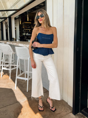 Rhae Strapless Denim Top - Stitch And Feather