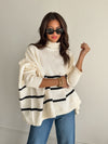 Noelle Oversized Stripe Sweater in Cream
