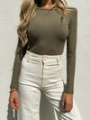 Farren Ribbed Bodysuit in Olive - Stitch And Feather