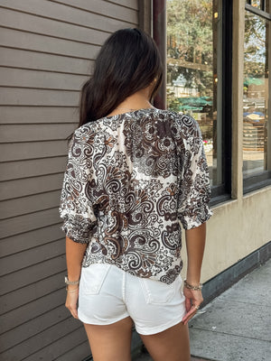 Espresso Paisley Blouse - Stitch And Feather